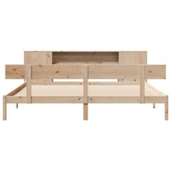 Lit bibliothèque sans matelas 180x200 cm bois massif de pin 