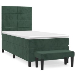 Sommier à lattes de lit avec matelas Vert foncé 90x190 cm 