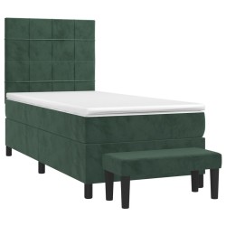 Sommier à lattes de lit avec matelas Vert foncé 90x190 cm 