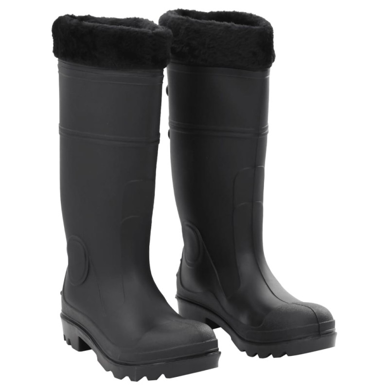 Bottes de pluie avec chaussettes amovibles noir taille 40 PVC 