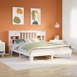 Cadre de lit sans matelas blanc 180x200 cm bois massif de pin 