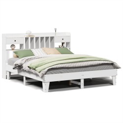 Cadre de lit sans matelas blanc 180x200 cm bois massif de pin 