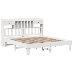 Cadre de lit sans matelas blanc 180x200 cm bois massif de pin 