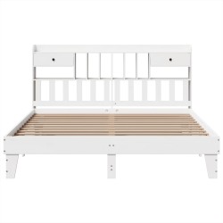 Cadre de lit sans matelas blanc 180x200 cm bois massif de pin 