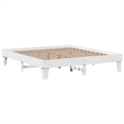 Cadre de lit sans matelas blanc 180x200 cm bois massif de pin 