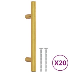 Poignées d'armoire 20 pcs doré 96 mm acier inoxydable 