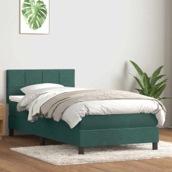 Sommier à lattes de lit et matelas vert foncé 80x220 cm velours 