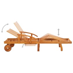 Chaises longues lot de 2 avec table et coussins Acacia solide 