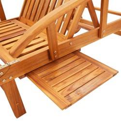 Chaises longues lot de 2 avec table et coussins Acacia solide 