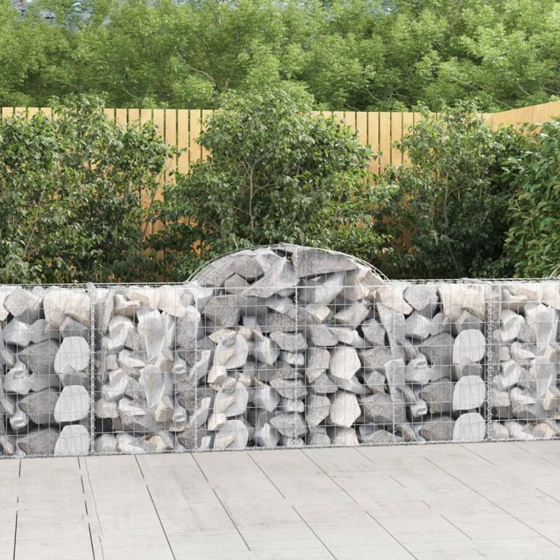 Paniers à gabions arqués 5 pcs 200x50x80/100 cm Fer galvanisé 