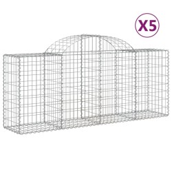 Paniers à gabions arqués 5 pcs 200x50x80/100 cm Fer galvanisé 