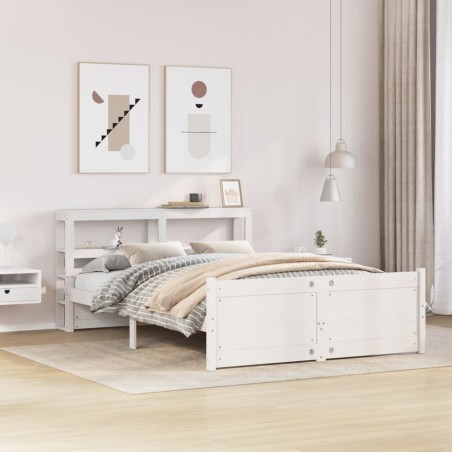 Cadre de lit avec tête de lit sans matelas blanc 150x200 cm 
