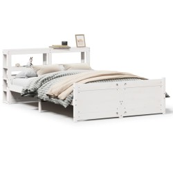 Cadre de lit avec tête de lit sans matelas blanc 150x200 cm 