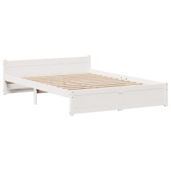 Cadre de lit avec tête de lit sans matelas blanc 150x200 cm 