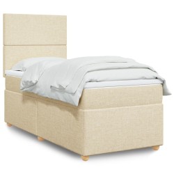 Sommier à lattes de lit et matelas Crème 90x190 cm Tissu 