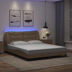 Cadre de lit avec LED sans matelas cappuccino 160x200 cm 
