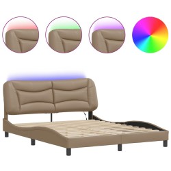 Cadre de lit avec LED sans matelas cappuccino 160x200 cm 