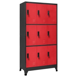 Armoire à casiers Anthracite et rouge 90x45x180 cm Acier 