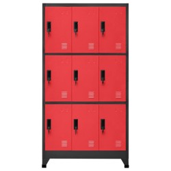 Armoire à casiers Anthracite et rouge 90x45x180 cm Acier 