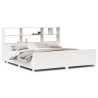 Lit bibliothèque sans matelas blanc 180x200 cm bois massif 