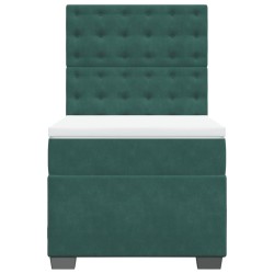 Sommier à lattes de lit avec matelas Vert foncé 100x200 cm 