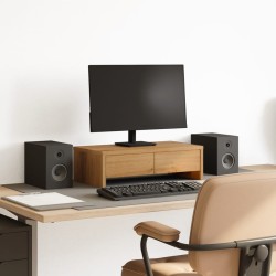 Support de moniteur et tiroirs chêne artisanal bois ingénierie 