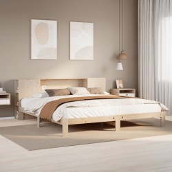 Lit bibliothèque sans matelas 180x200 cm bois massif de pin 