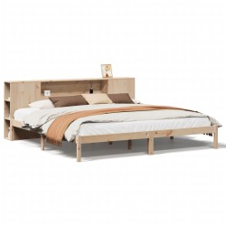 Lit bibliothèque sans matelas 180x200 cm bois massif de pin 