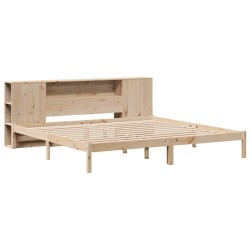 Lit bibliothèque sans matelas 180x200 cm bois massif de pin 