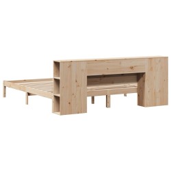 Lit bibliothèque sans matelas 180x200 cm bois massif de pin 