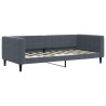 Lit de jour avec gigogne et matelas gris foncé 90x190cm velours 