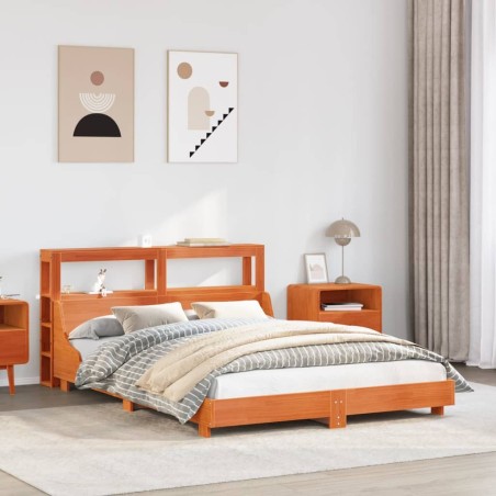 Cadre de lit sans matelas cire marron 140x200cm bois pin massif 