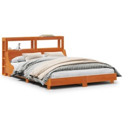 Cadre de lit sans matelas cire marron 140x200cm bois pin massif 