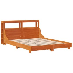 Cadre de lit sans matelas cire marron 140x200cm bois pin massif 