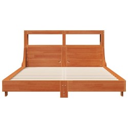 Cadre de lit sans matelas cire marron 140x200cm bois pin massif 