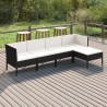 Salon de jardin 5 pcs avec coussins résine tressée noir 