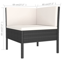 Salon de jardin 5 pcs avec coussins résine tressée noir 