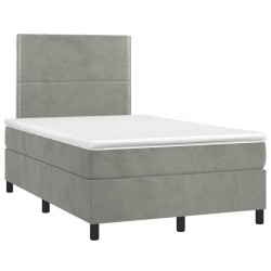 Sommier à lattes de lit et matelas gris clair 120x190cm velours 