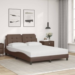 Lit avec matelas marron 140x200 cm similicuir 