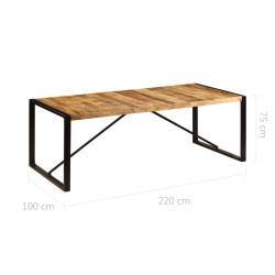 Table à manger 220x100x75 cm Bois de manguier massif 