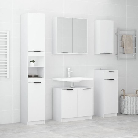 Meubles de salle de bain 5 pcs Blanc brillant Bois d'ingénierie 