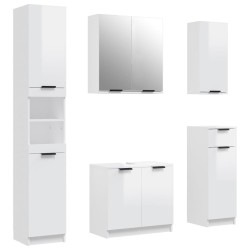 Meubles de salle de bain 5 pcs Blanc brillant Bois d'ingénierie 