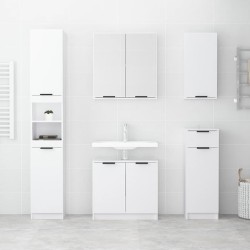 Meubles de salle de bain 5 pcs Blanc brillant Bois d'ingénierie 
