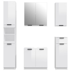 Meubles de salle de bain 5 pcs Blanc brillant Bois d'ingénierie 