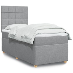 Sommier à lattes de lit et matelas Gris clair 90x190 cm Tissu 