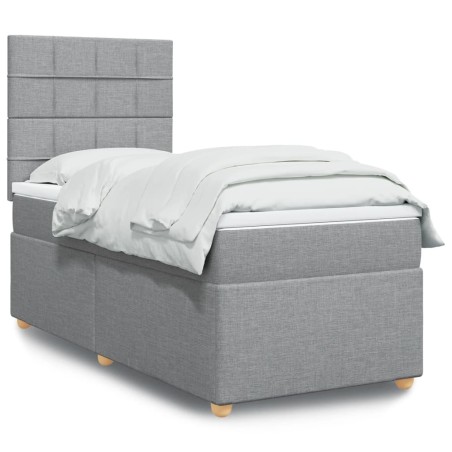 Sommier à lattes de lit et matelas Gris clair 90x190 cm Tissu 