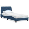 Lit avec matelas bleu 90x190 cm tissu 