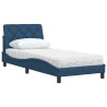 Lit avec matelas bleu 90x190 cm tissu 