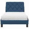 Lit avec matelas bleu 90x190 cm tissu 