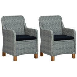 Salon de jardin 3 pcs avec coussins résine tressée gris clair 